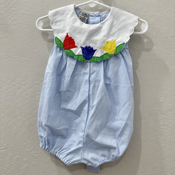 Vintage Cuties by Judy Floral Collar Romper - Picture 1 of 9